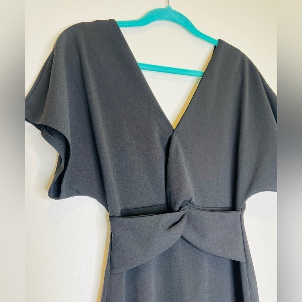 NEW Ivy Black Dress Twist Detail Kimono Sleeve Midi new with tags Made in Italy - Picture 3 of 6